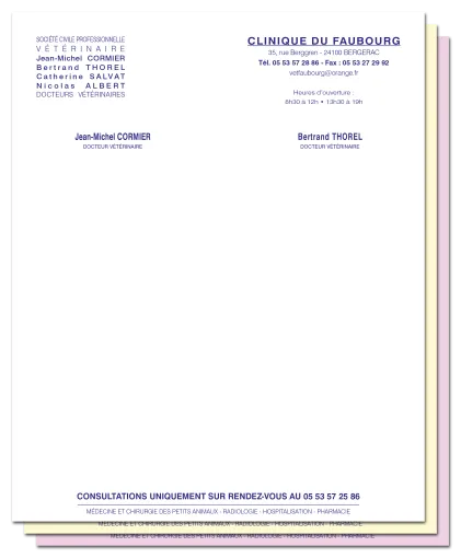 Création et impression de liasses autocopiantes personnalisées, 3 feuillets à Marmande, Bergerac, Imprimerie Charron
