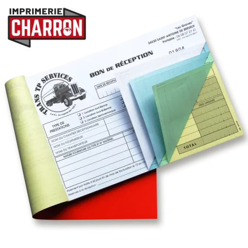 Impression de carnets sur papier autocopiant en 4 feuillets à Périgueux Dordogne, Bergerac, Imprimerie Charron