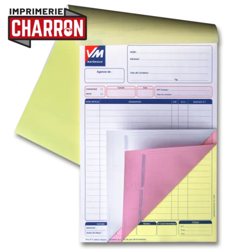 Création et impression de carnets autocopiants couleur à Périgueux en Périgord, Bergerac, Imprimerie Charron