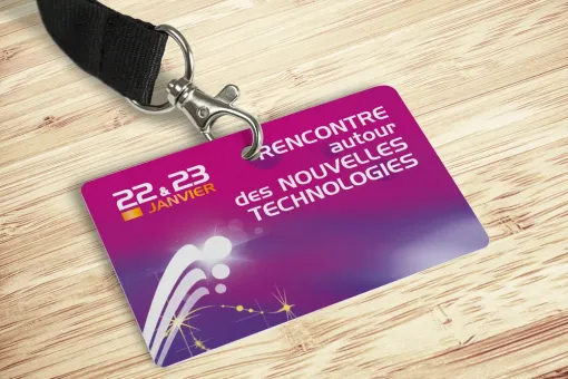 Réalisation de badges pour un salon, Bergerac, Imprimerie Charron