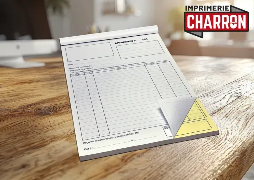Réalisation de carnets autocopiants en 2 feuillets à Libourne, Bergerac, Imprimerie Charron