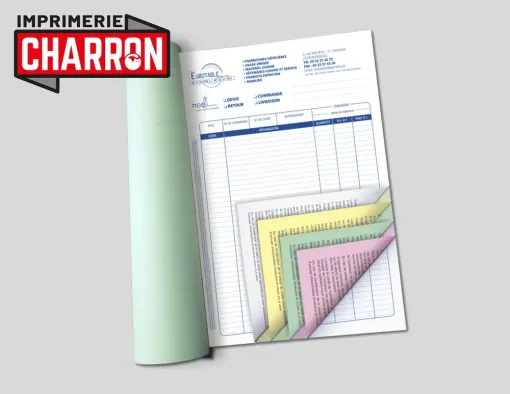 Nouveaux carnets autocopiants en 4 feuillets recto-verso à Périgueux !, Bergerac, Imprimerie Charron