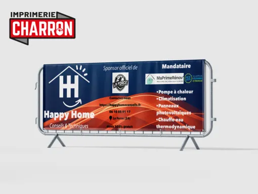 Réalisation d'une banderole PVC à Périgueux, Bergerac, Imprimerie Charron