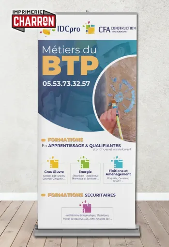 Fabrication de Roll-Up publicitaire à Périgueux, Bergerac, Imprimerie Charron