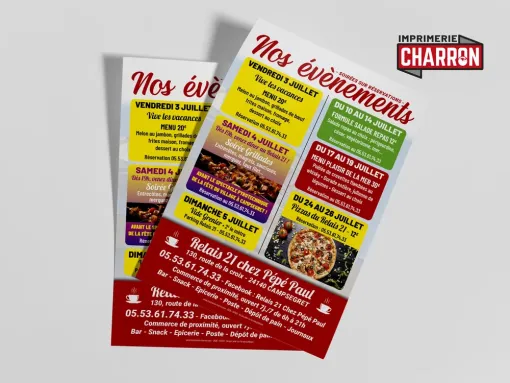 Impression de flyers format A5 recto à Périgueux, Bergerac, Imprimerie Charron